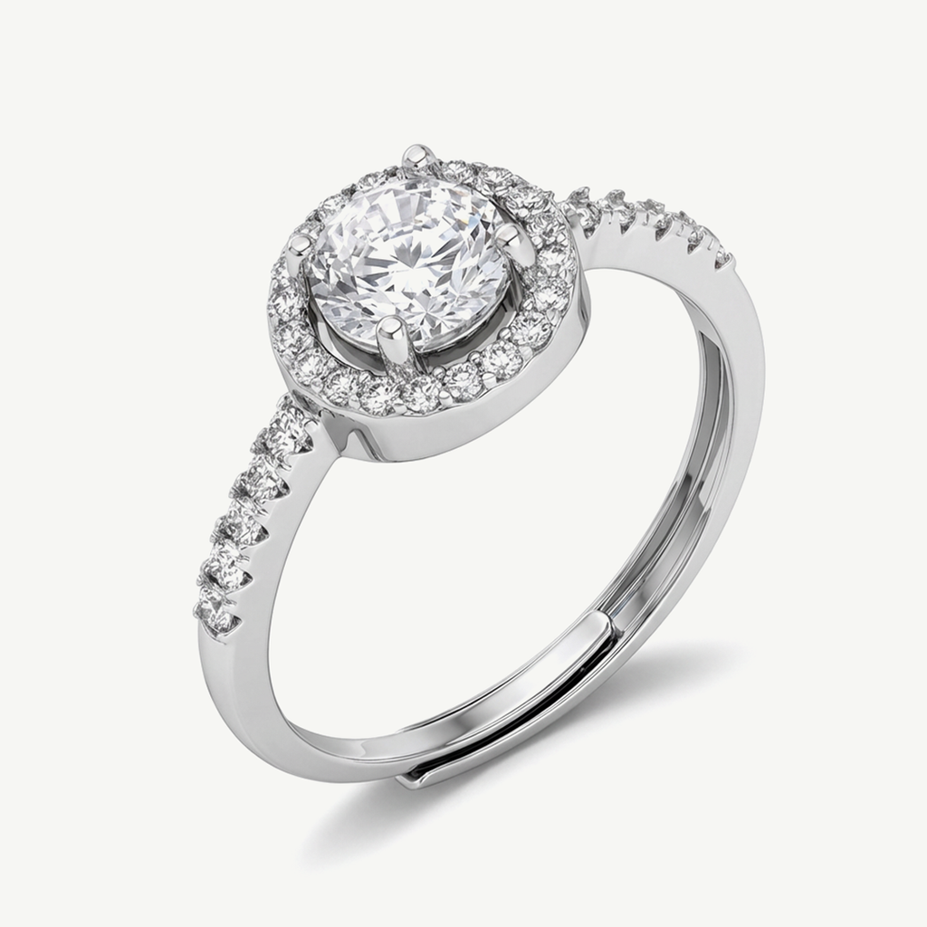 Anello Solitario con Punto Luce
