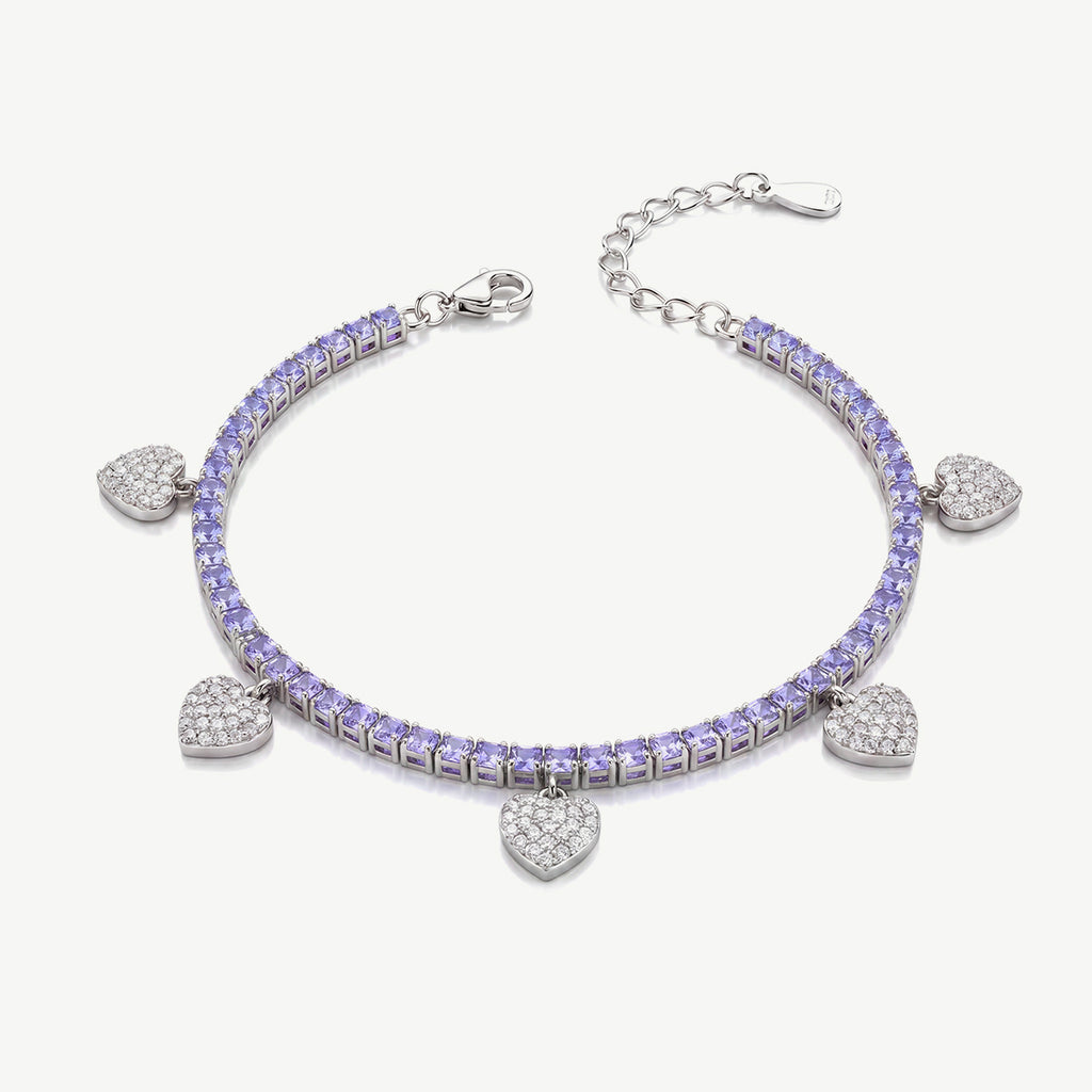 Bracciale Tennis con Ciondoli a Cuore