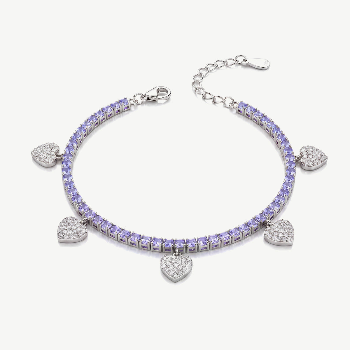 Bracciale Tennis con Ciondoli a Cuore