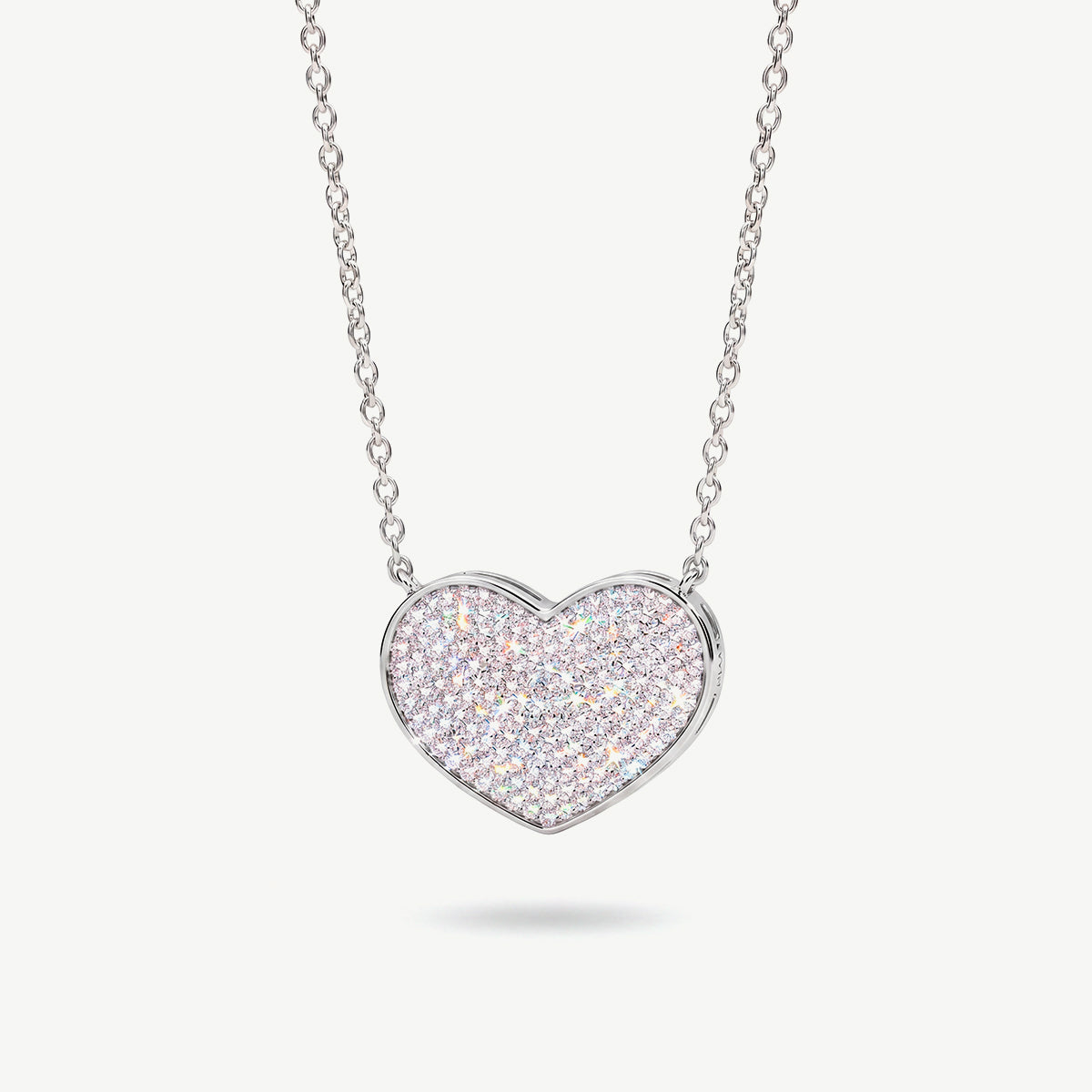 Collana con Ciondolo con Cuore in Argento 925 Rodiato e Zirconi